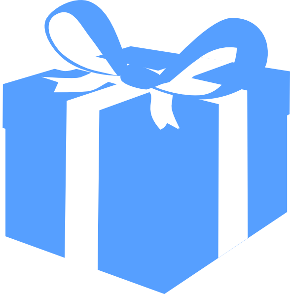 Blue Gift Box Clip Art (588x596), Png Download