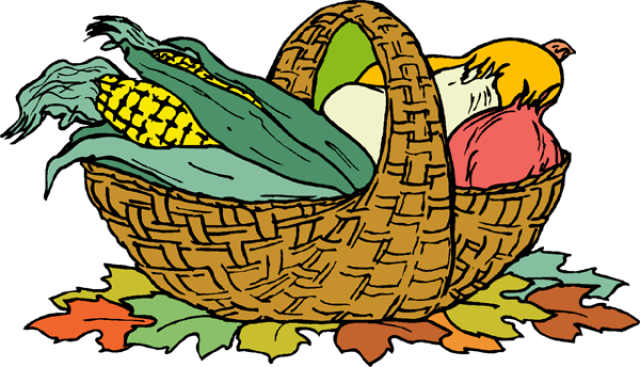 Basket Of Harvest Vegetables Suitable For Invitations - Harvest Basket Clip Art (640x367), Png Download
