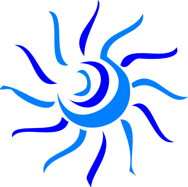 Blue Clip Art At Clker Com Vector - Sole Stilizzato Vettoriale (600x597), Png Download