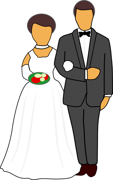 Free Vector Wedding Couple Clip Art - Marriage (372x593), Png Download