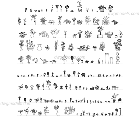House Plants Dwg, Cad Blocks, Free Download - Plants Dwg Free Download (540x380), Png Download