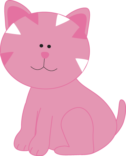 Kittens Clipart Adorable - Pink Cat Clipart (433x535), Png Download