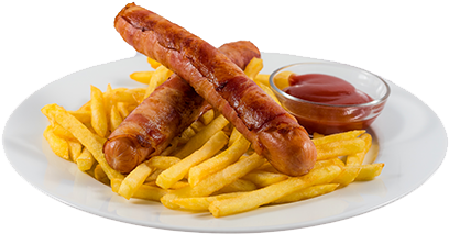 Bern Sausages With French Fries ⋆ Grebenzenblick - French Fries And Sausage Png (475x300), Png Download