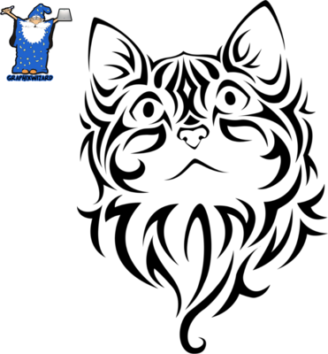 Http - //www - Officialpsds - Com/images/thumbs/tribal - Tribal Cat (371x400), Png Download