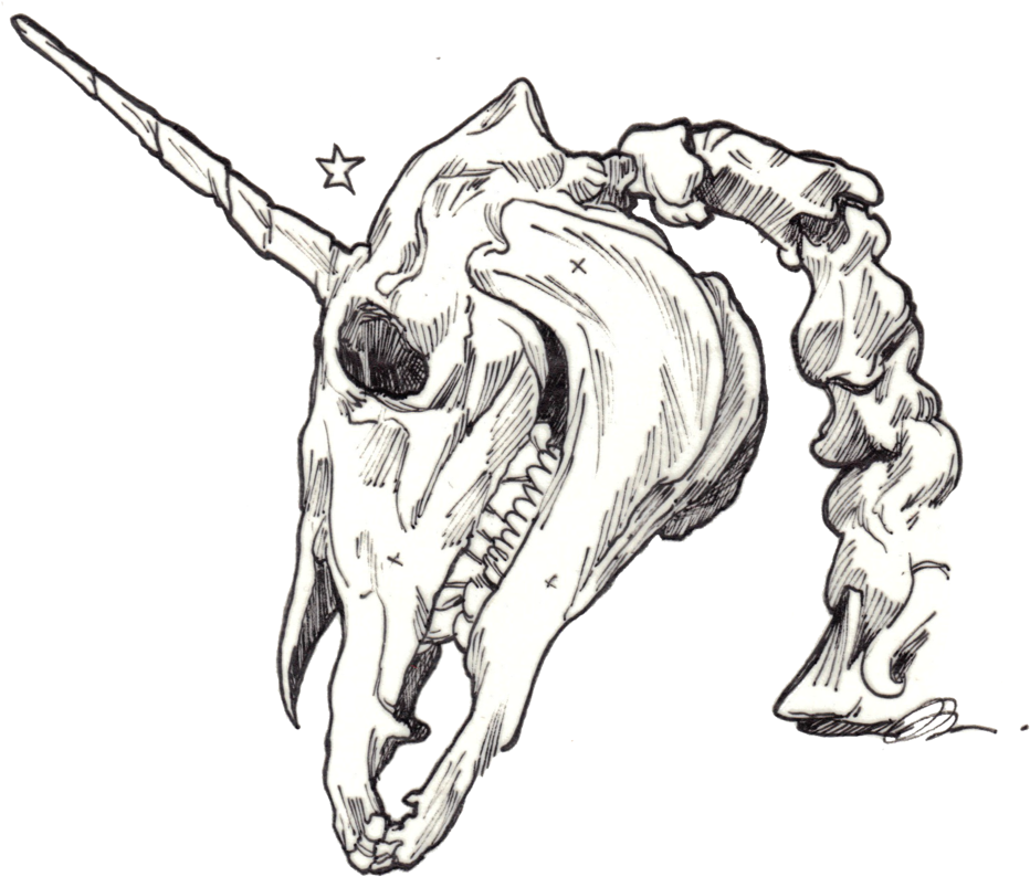 Unicorn Drawing Death - Sketch (1000x876), Png Download