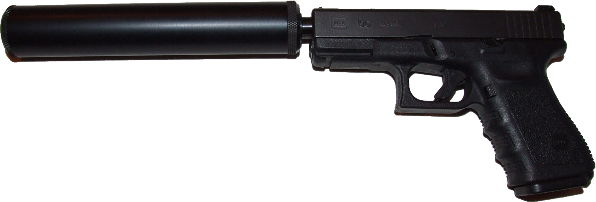 Rds Tactical Silencer On A Glock Mod 26 Barrel - Handgun With Silencer (1180x400), Png Download