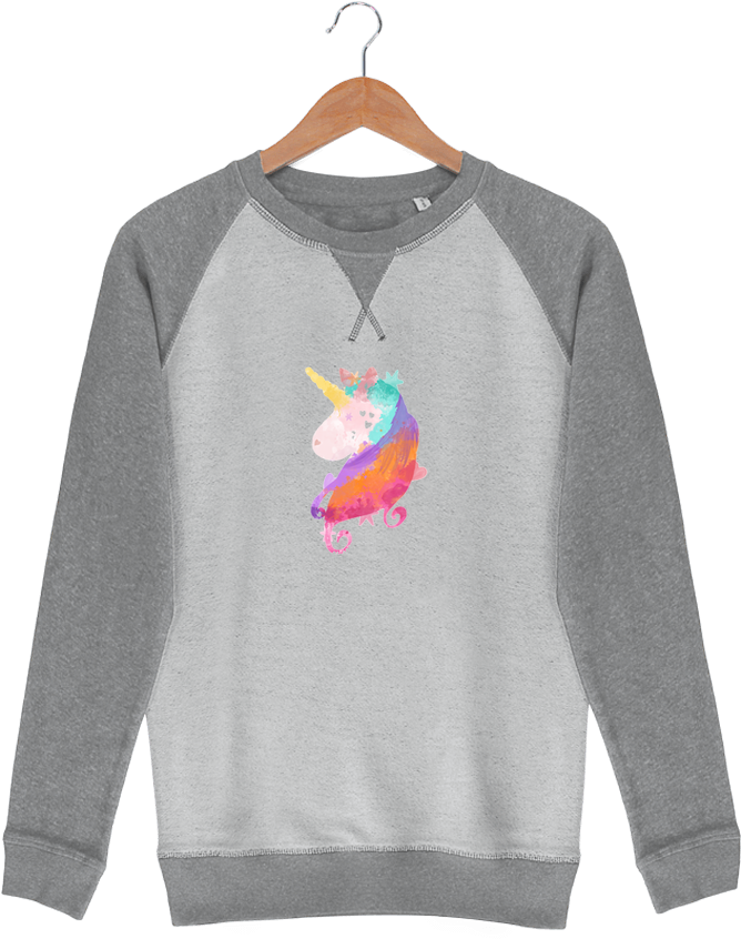 Sweat French Terry Watercolor Unicorn By Pinkglitter - Sweatshirt (690x850), Png Download