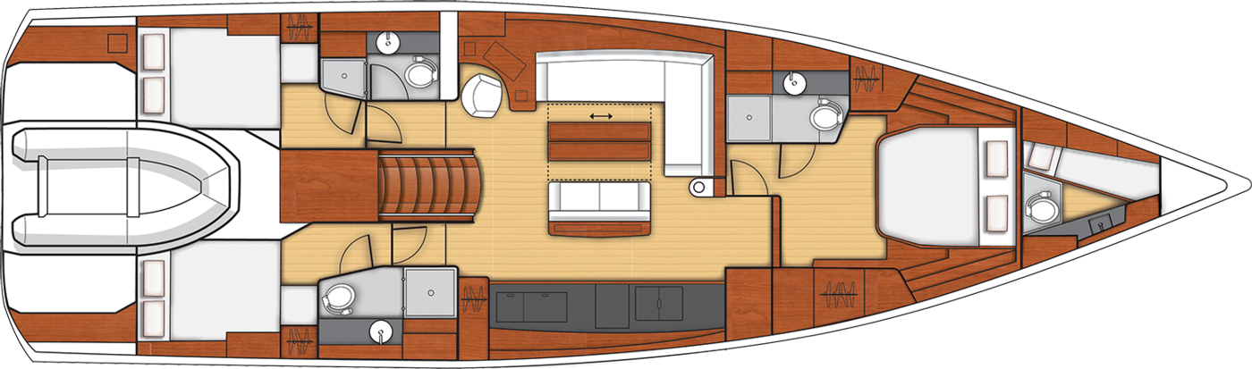 Oc 62 3c 3t 1c-e9b5 - Beneteau Oceanis 62 Layout (1400x413), Png Download