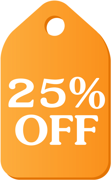 Orange Discount Tag Png Clip Art Image - 25 Off Tag Png (368x600), Png Download