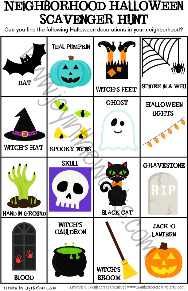 Search For Witch's Feet, Bloody Handprints And Teal - Halloween Decoration Scavenger Hunt (650x953), Png Download