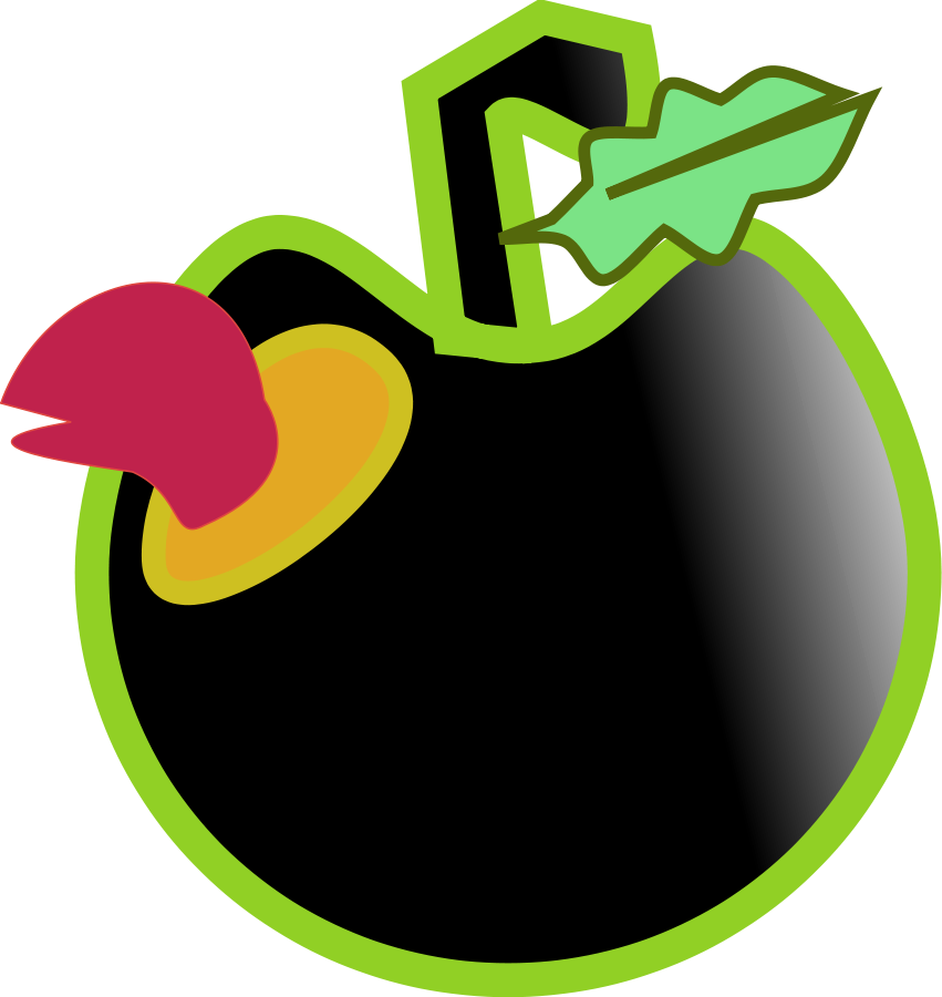 Black, Apple, Food, Fruit, Worm, Bad, Cartoon, Bug - Fort Lee Police Patches (606x640), Png Download