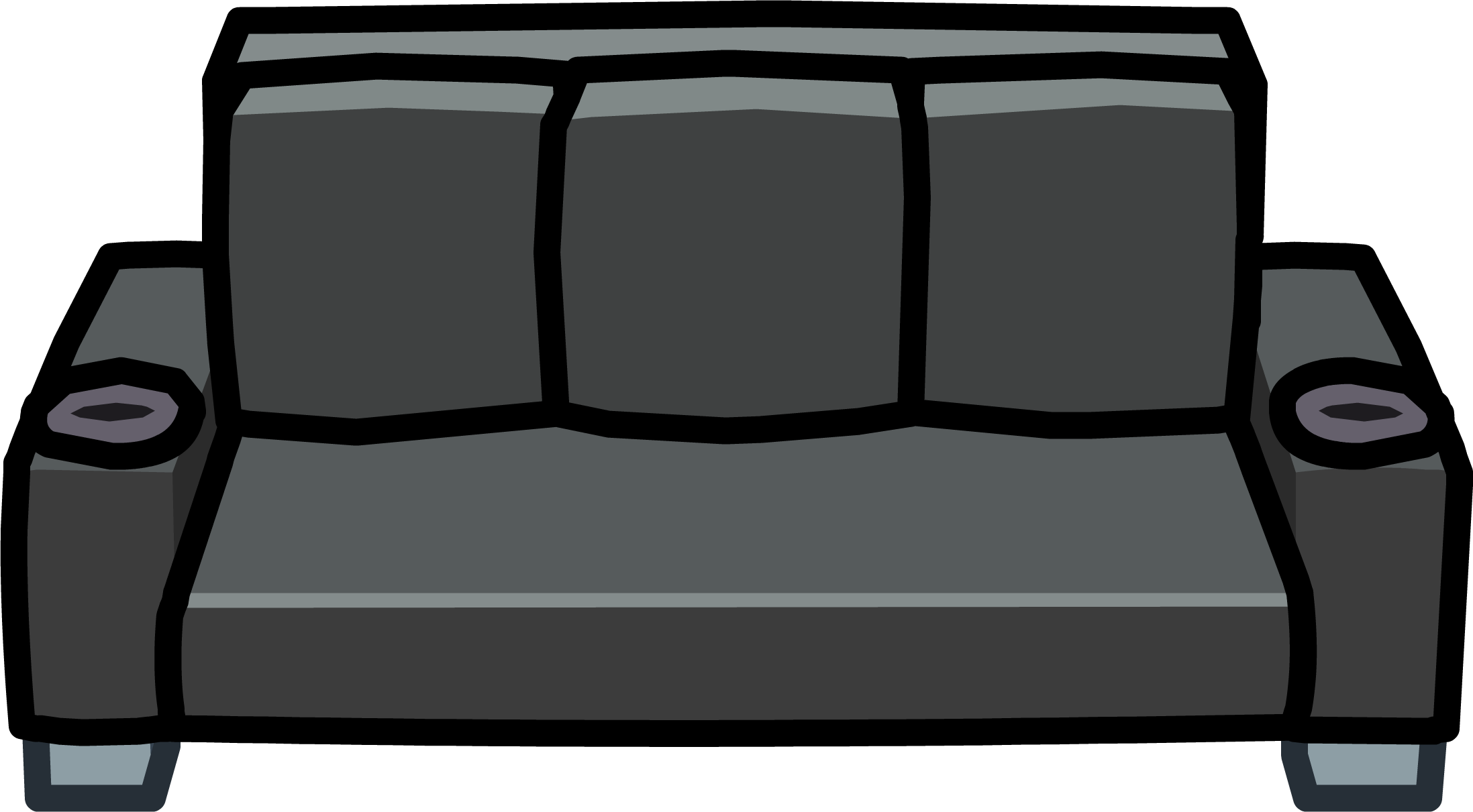 Black Designer Couch - Couch Clipart Black (2195x1211), Png Download