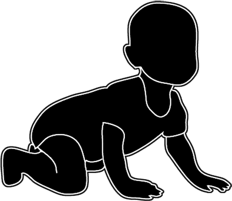 Baby Crawling - Crawling Baby Silhouette Png (531x465), Png Download
