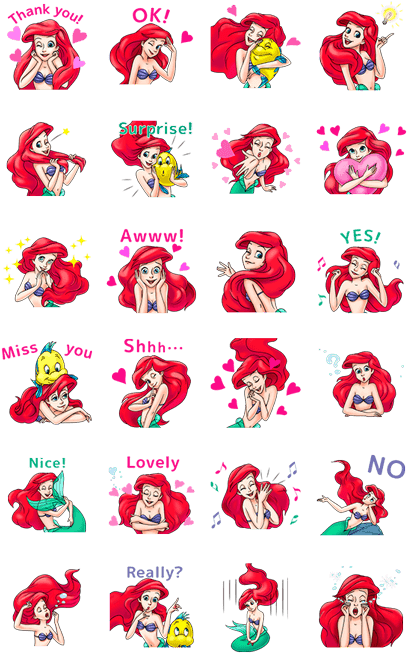 Line Official Stickers - Little Mermaid Animated Stickers (420x673), Png Download