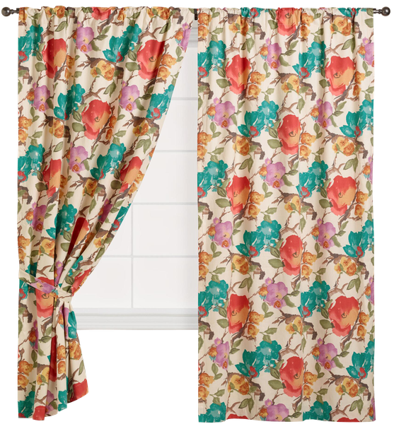Watercolor Floral Concealed Tab Top Curtains, Set Of - Watercolor Painting (557x600), Png Download