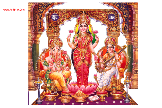 Ganesh Laxmi Saraswati Full Hd - Ganesha (564x376), Png Download