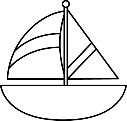 Black And White Striped Sailboat - Black And White Clip Art Boat (445x425), Png Download