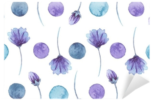 Watercolor Blue Flowers And Confetti Seamless Pattern - Watercolor Painting (400x400), Png Download