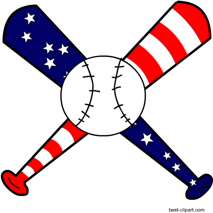Free Baseball Bat And Ball Fourth Of July Clip Art - Fourth Of July Baseball (450x450), Png Download