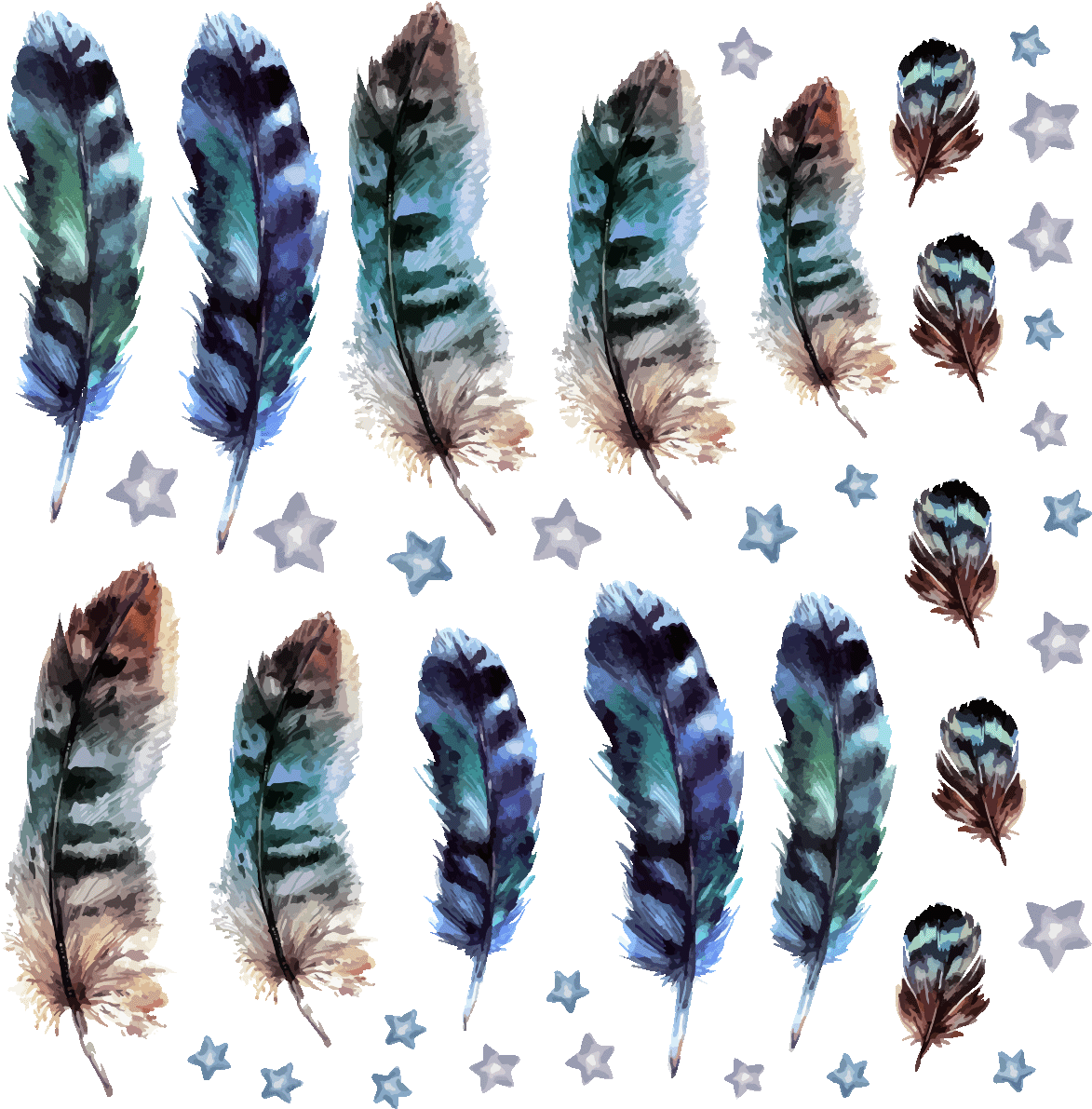 Sticker Boheme 15 Plumes Indiennes Bleu Et Les Etoiles - Spirit And Belief By Kathy Pickett (1200x1200), Png Download