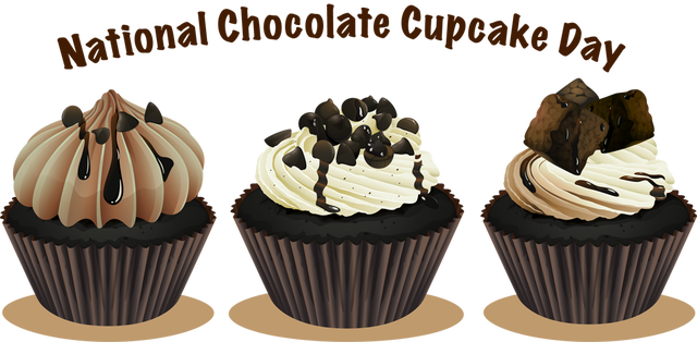 Chocolate Cake Clipart Gourmet Cupcake - Chocolate Cupcake Day October 18 (640x314), Png Download