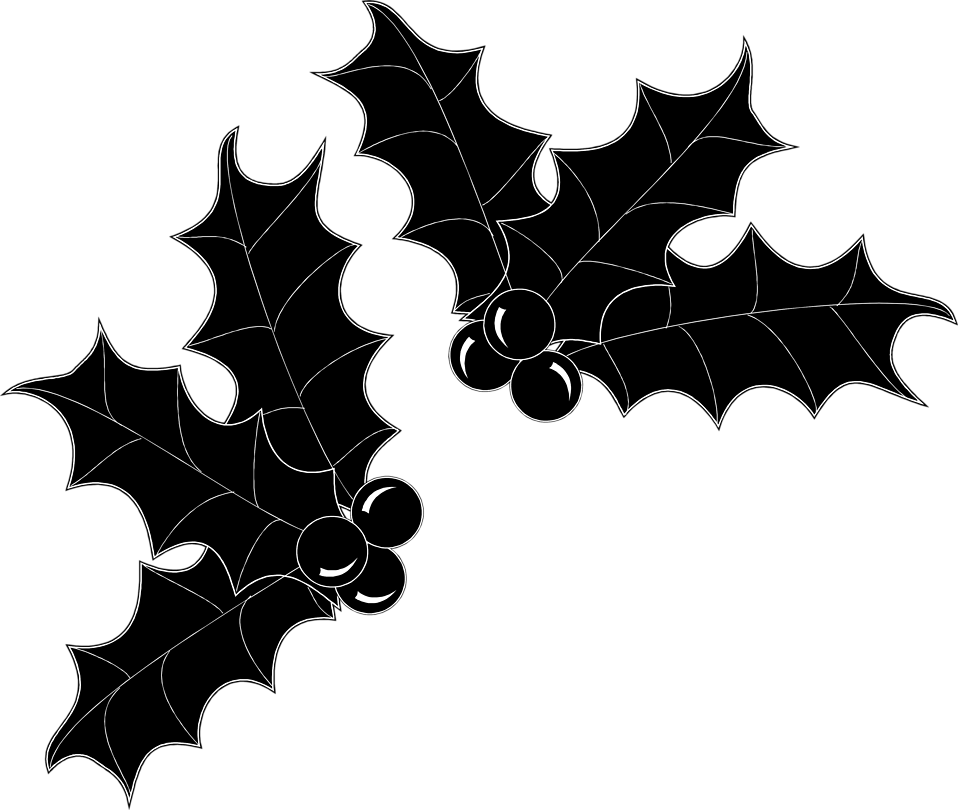 Holly Vector Black And White - Christmas Holly Black And White (958x810), Png Download