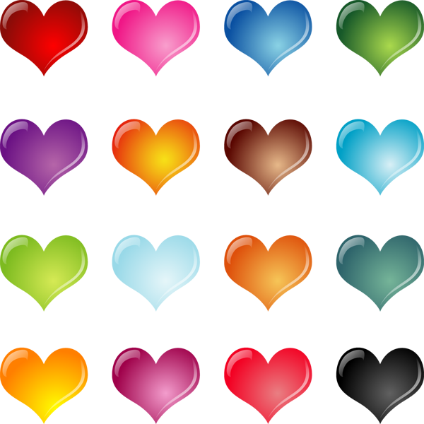 Heart Vector Set Free Download - Сердечки Разноцветные (600x600), Png Download