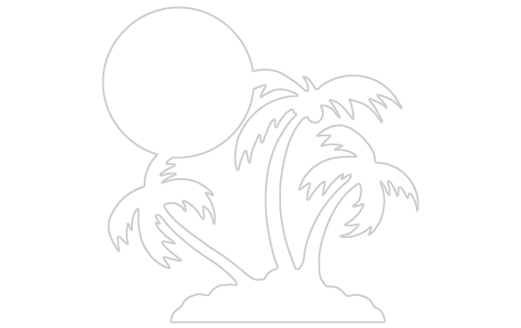 Palm Trees And Sun Black And White Png Vector Transparent - Palm Tree Decal (584x368), Png Download