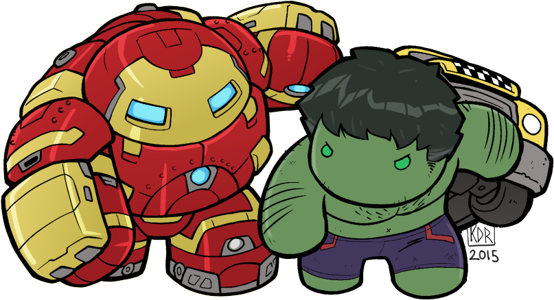 Lil Hulkbuster V Hulk - Iron Man Hulkbuster Chibi (871x500), Png Download