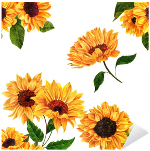 Seamless Pattern With Hand Drawn Watercolor Sunflowers - Watercolor Painting (400x400), Png Download