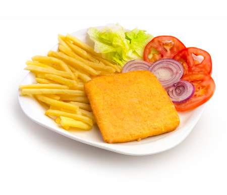 Fried Cheese With French Fries - French Fries (450x386), Png Download