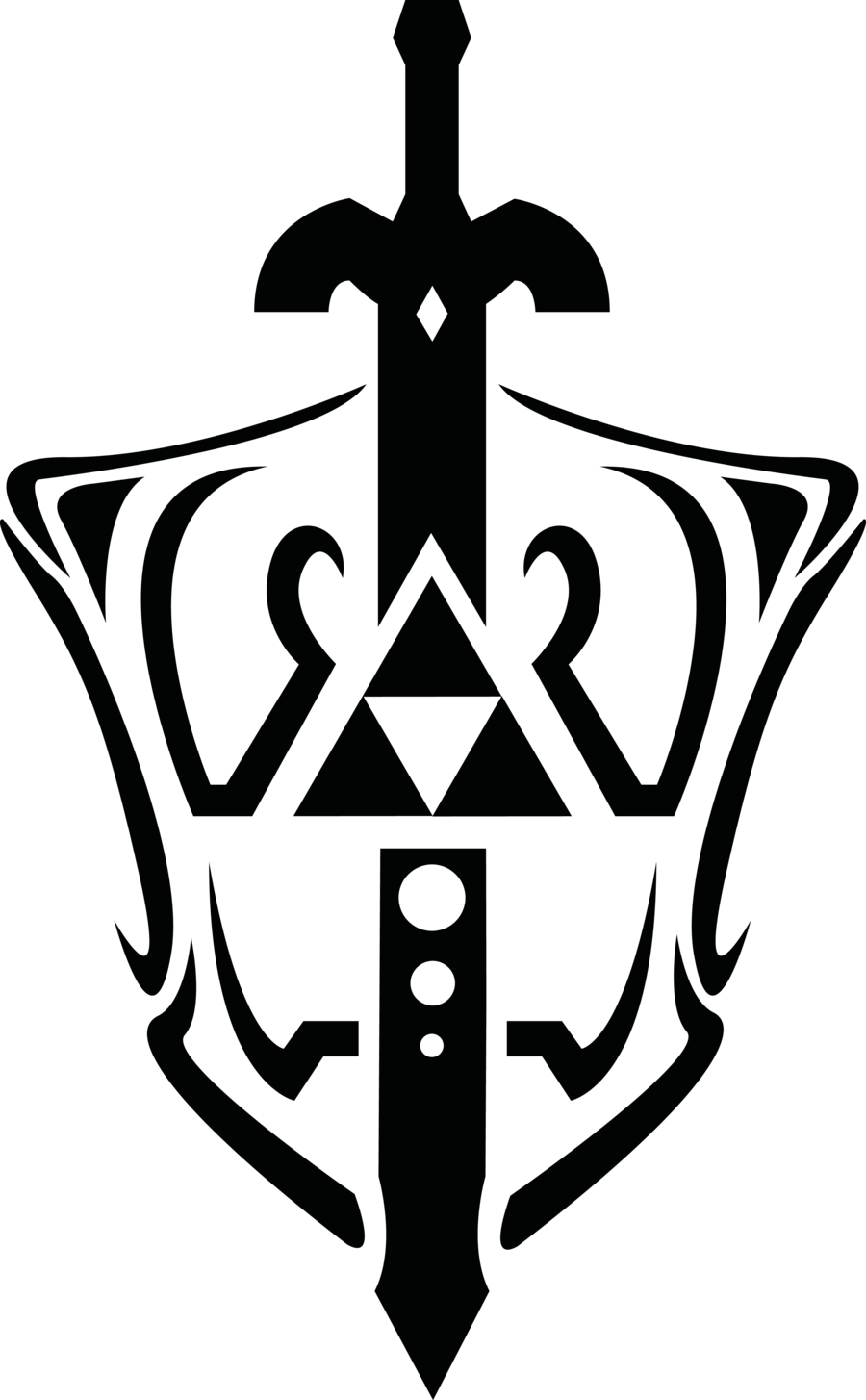 Zelda - Triforce And Master Sword (703x1137), Png Download