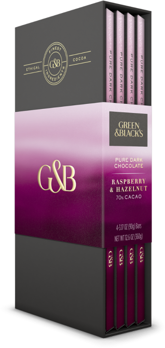 Library Of Pure Dark Chocolate Raspberry And Hazelnut - Green & Black's Sea Salt 70% Cacao Pure Dark Chocolate (341x700), Png Download