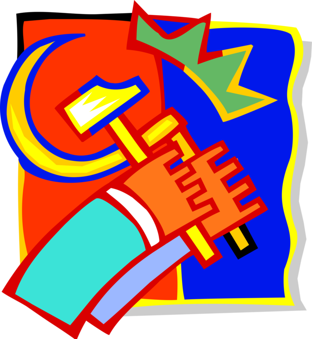 Vector Illustration Of Hands With Hammer And Sickle (643x700), Png Download