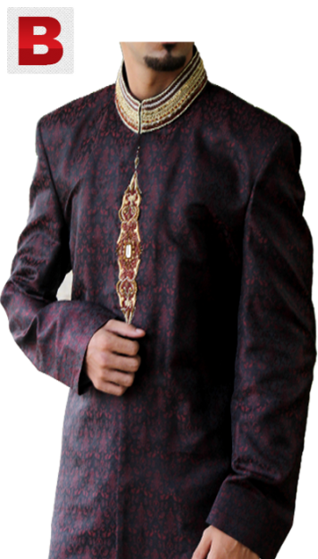 Pictures Of Front Open Jamawar Sherwani Kurta - Sherwani (356x625), Png Download