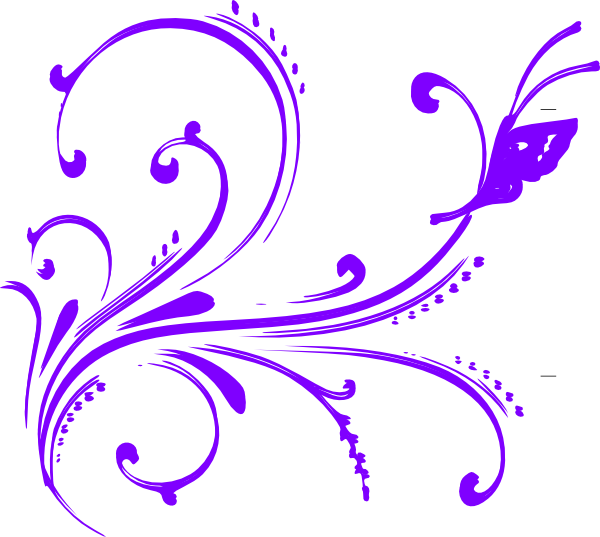 Purple Butterfly Art Clip (600x537), Png Download