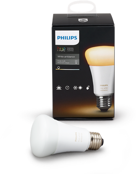 Philips Hue White Ambiance A19 Packaging - Philips Hue A19 Single Bulb (ambiance) (600x600), Png Download