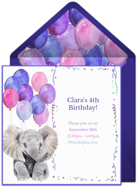 Free Birthday Party Invitation With A Baby Elephant - Oopsy Daisy Through The Leaves Growth Charts (650x650), Png Download