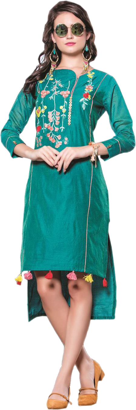 Chanderi Kurti Png Free Download Designer Tunics Full Size Png Download Seekpng