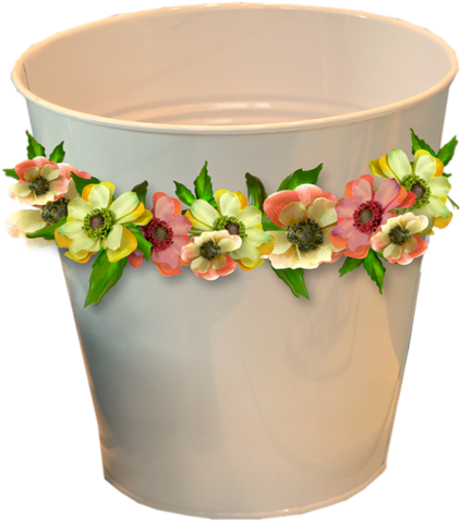 Buckets With Flowers - Waste Container (600x800), Png Download
