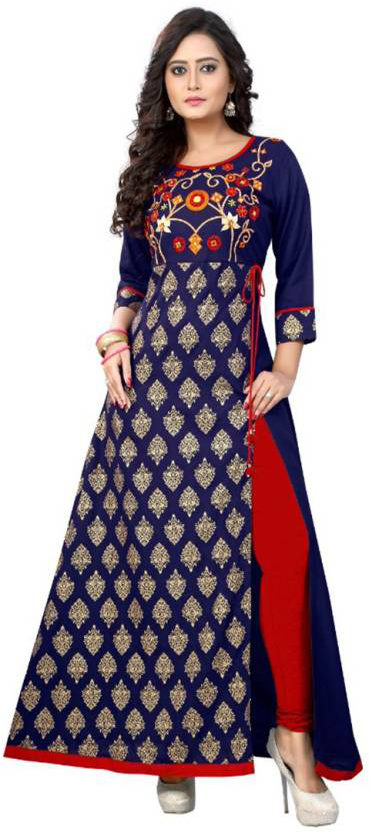Mr Crozy Festive & Party Embroidered Women Kurti - Long Kurti (832x832), Png Download
