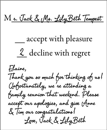 Wedding Invitation Rsvp M Line Fresh How To Decline (369x449), Png Download