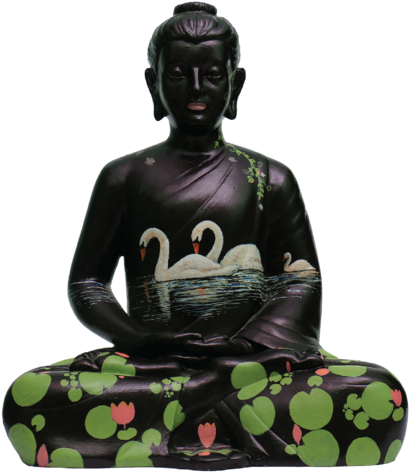 Multicolor Seating Buddha-white Swans - Art (430x500), Png Download