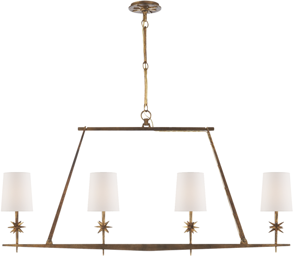 Pyramid Nest Light Chandelier Png Png Transparent Download - Etoile Linear Pendant - Gilded Iron - Visual Comfort (628x628), Png Download