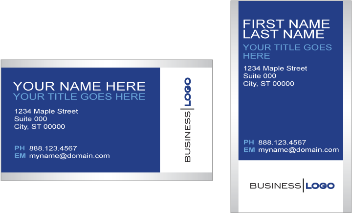 Generic Blue And Silver Business Card Template In Vector - Business Card (800x491), Png Download