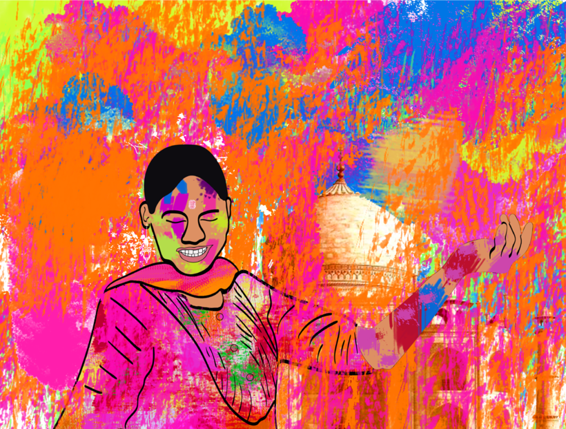 Holi Festival Of Colours India - Festival (820x621), Png Download