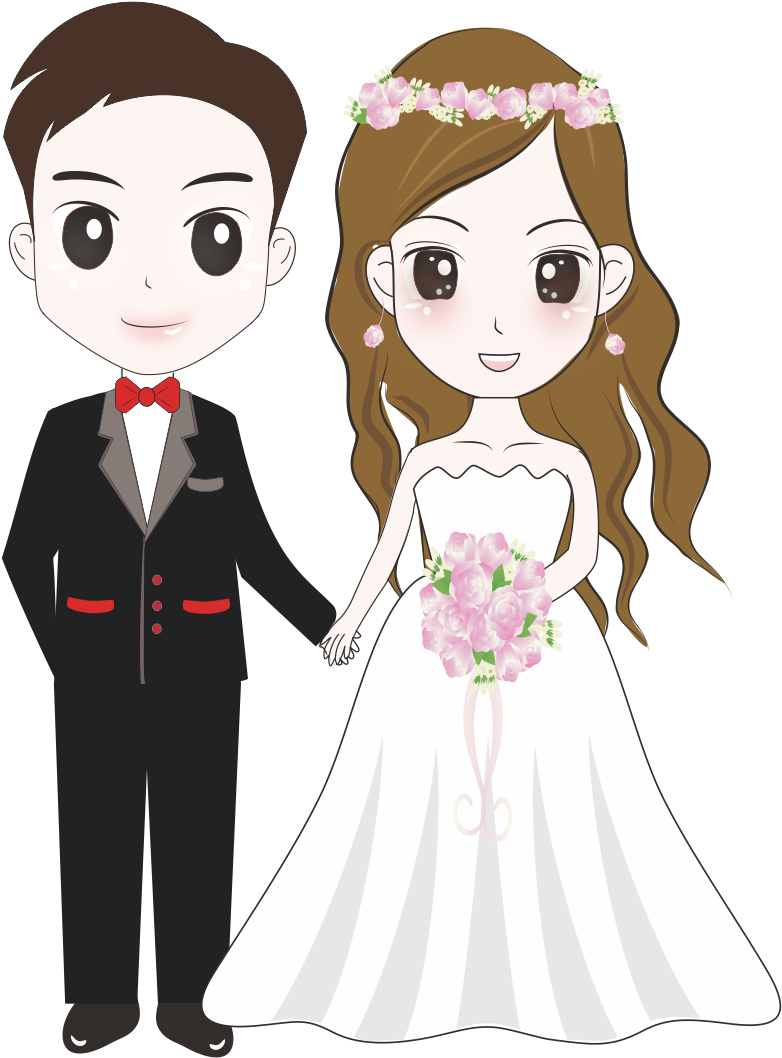 Svg Royalty Free Bridegroom Wedding Illustration Cartoon - Novio Y Novia Dibujo (790x1057), Png Download