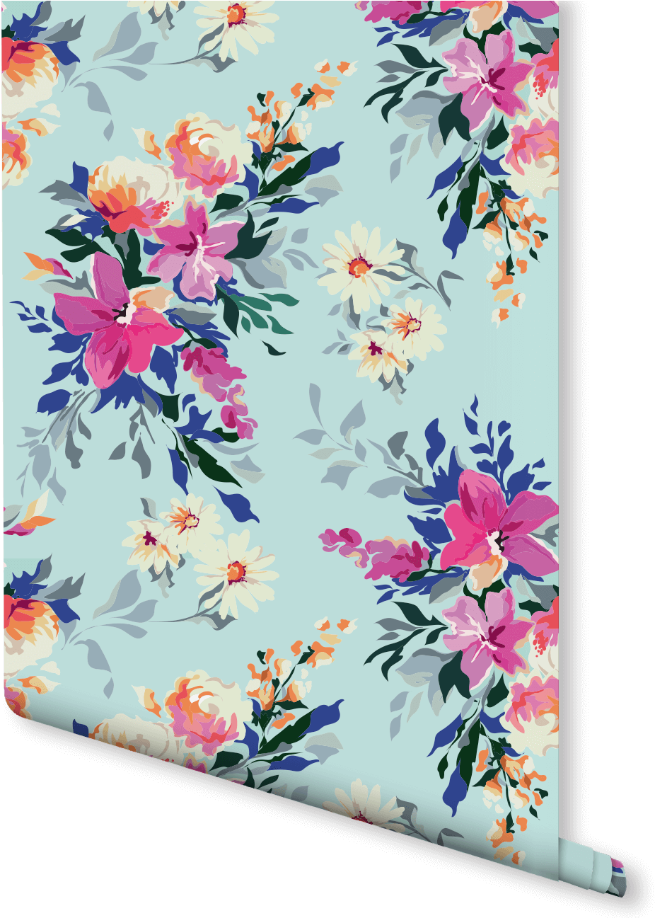 Our Meredith Wallpaperl Features Colourful Bouquets - Shutterstock Flower Printing (940x1296), Png Download