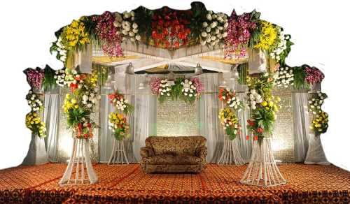 Wedding And Reception - Wedding Flower Stage Decoration Ideas (500x292), Png Download