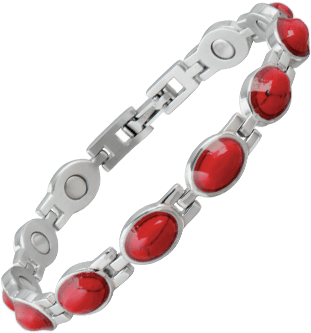 Red Turquoise Magnetic Bracelet - Sabona Women's Stainless Steel Red Stone Magnetic Bracelet (360x360), Png Download